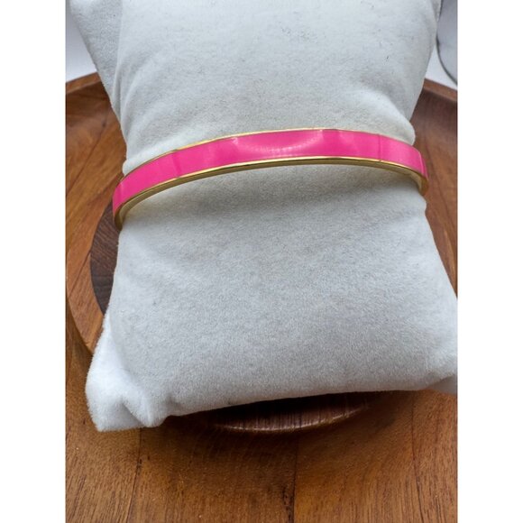 Kate Space Hot To Trot Pink  Gold Enamel Bangle Bracelet - Picture 1 of 8